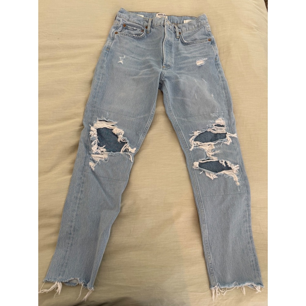 AGOLDE Riley High Rise Straight Crop Jeans‎ – Distressed Raw Hem – Size 27 NWOT